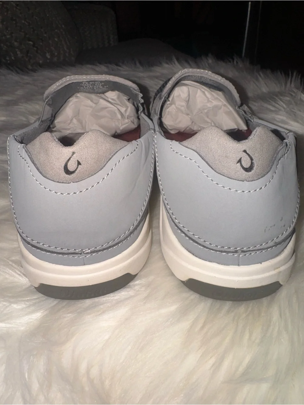 OluKai grey and White Men's Slip-On Loafers